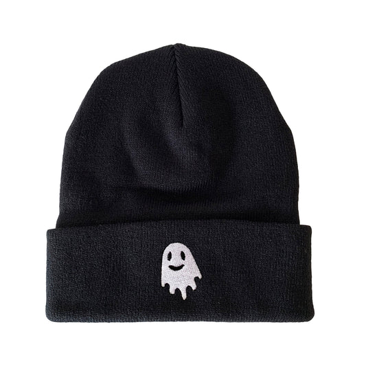 Smiley Ghost Embroidered Beanie Halloween Winter Hat