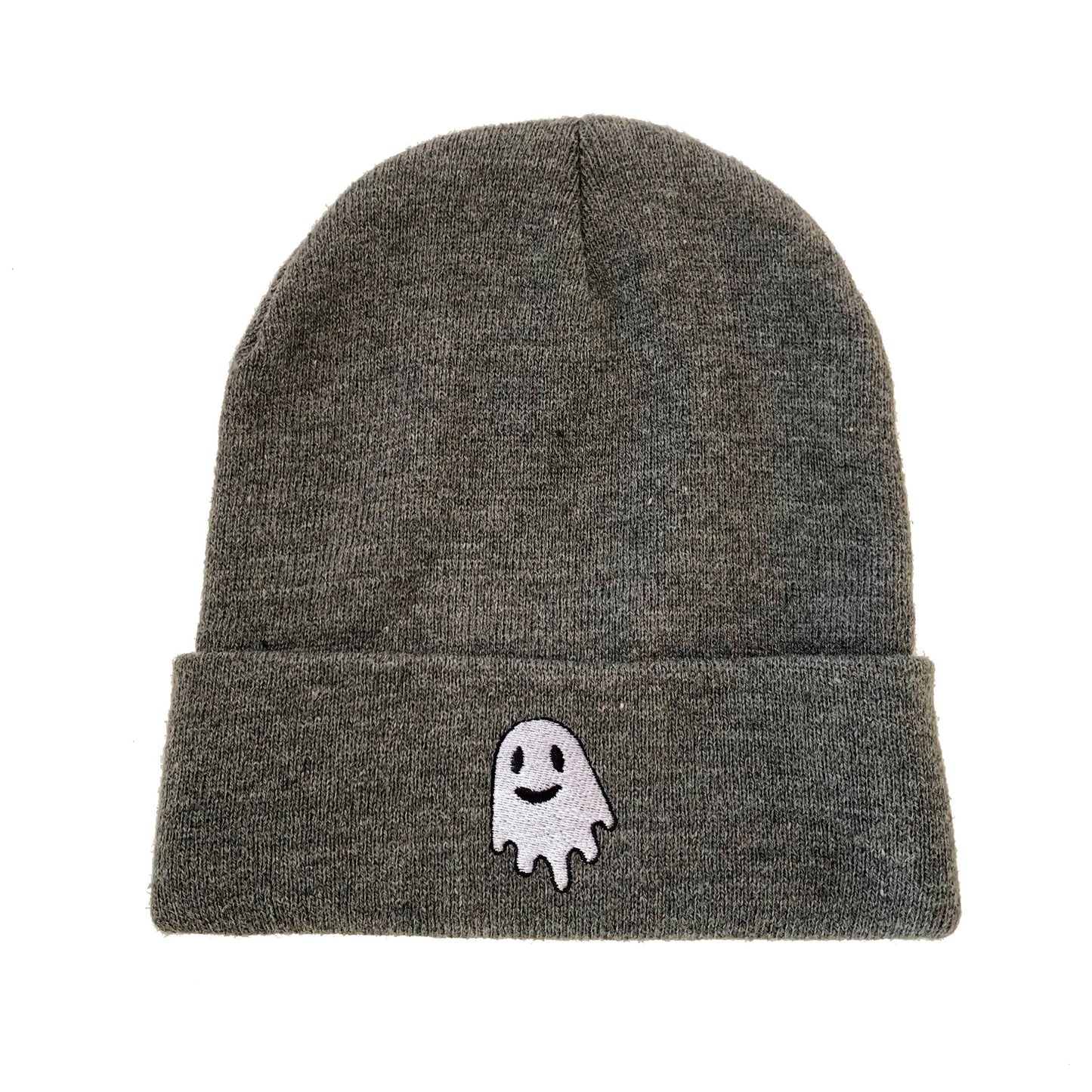 Smiley Ghost Embroidered Beanie Halloween Winter Hat