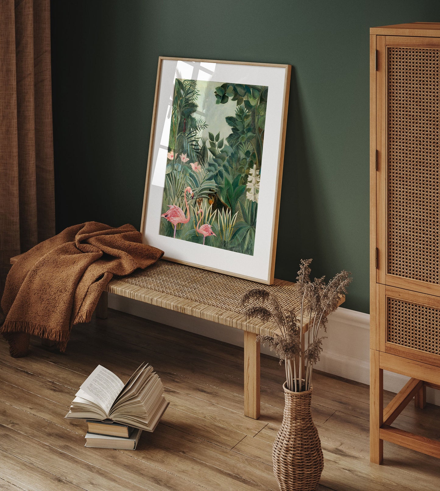 Henri Rousseau The Equatorial Jungle Print with Flamingo, Jungle tropical poster, Tropical wall art, Henri Rousseau poster, Wall Decor