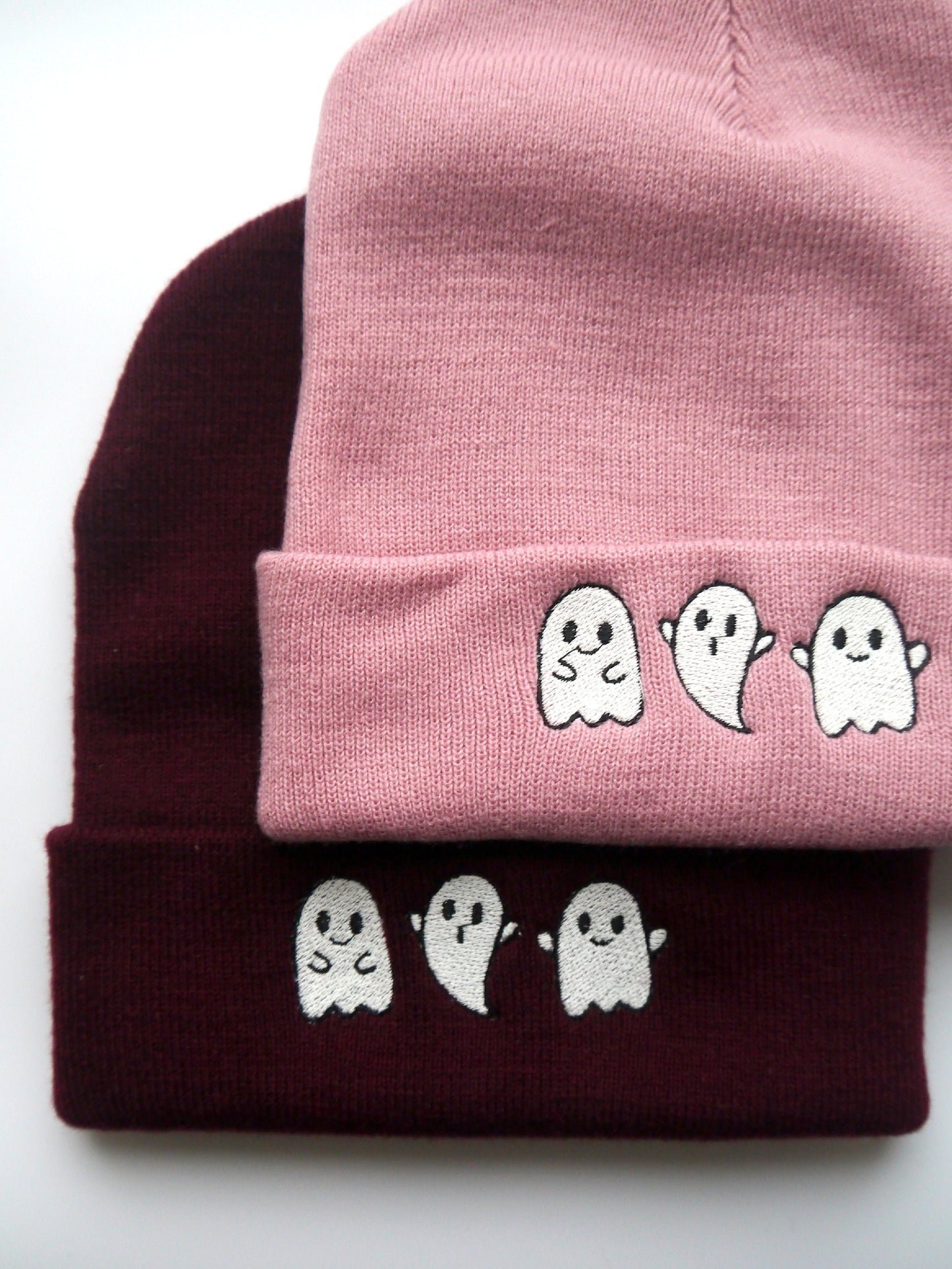 Glow in the Dark Ghost Embroidered Beanie - Free Delivery - More Colours - Glow Thread