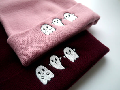 Glow in the Dark Ghost Embroidered Beanie - Free Delivery - More Colours - Glow Thread