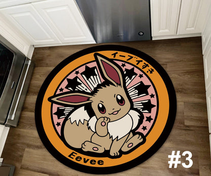 Pikachu Rug, Japanese Anime Eevee Vaporeon Espeon Sylveon Leafeon Umbreon Handmade Non-slip Area Rug Home Decor Mat
