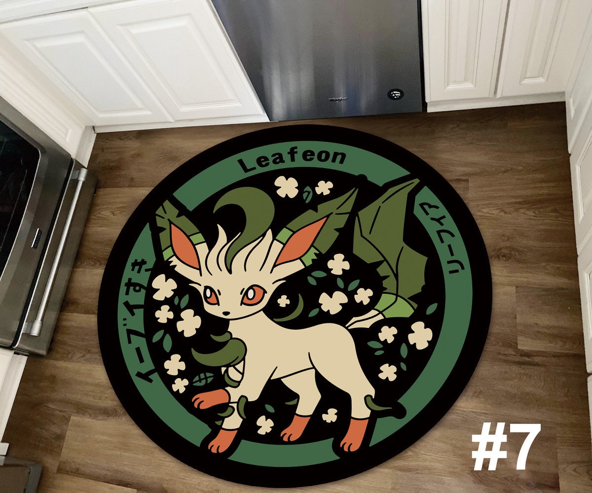 Pikachu Rug, Japanese Anime Eevee Vaporeon Espeon Sylveon Leafeon Umbreon Handmade Non-slip Area Rug Home Decor Mat