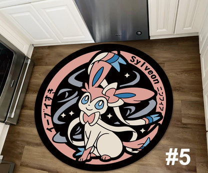 Pikachu Rug, Japanese Anime Eevee Vaporeon Espeon Sylveon Leafeon Umbreon Handmade Non-slip Area Rug Home Decor Mat