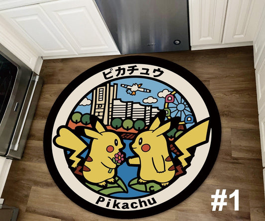 Pikachu Rug, Japanese Anime Eevee Vaporeon Espeon Sylveon Leafeon Umbreon Handmade Non-slip Area Rug Home Decor Mat