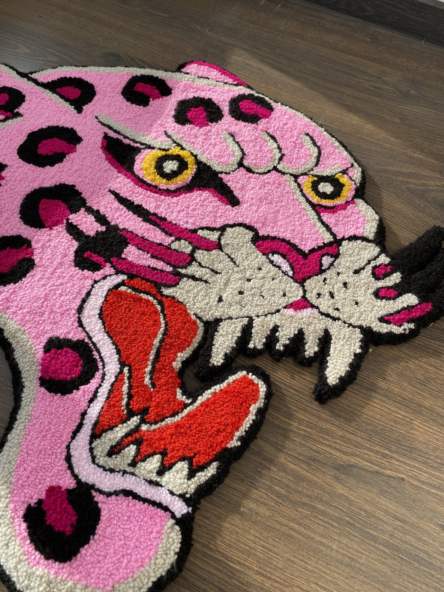 Pink Panther Tufted Rug, Pink Panther Area Rug, Living room floor mat, Personalized Tufted Rug, Bedroom Rug, Tibetian tiger rug