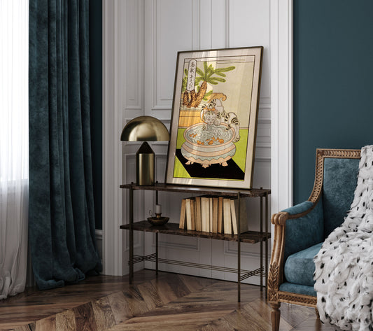 Japanese Vintage Woodblock Cat Poster, Japanese Vintage Woodblock art print, Cat Lovers Gift, Japanese VIntage Wall Art, Animal Wall Decor