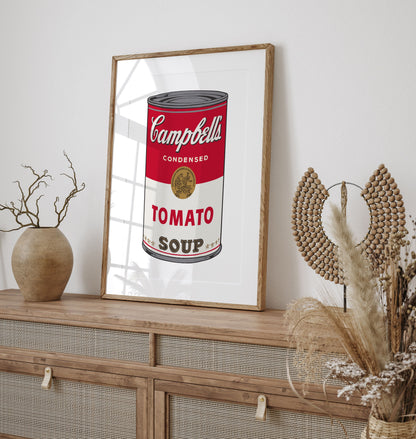 Andy Warhol Tomato Soup pop art poster, Andy Warhol Tomato Soup Print, Campbell Soup Poster, Kitchen wall decor, Warhol wall decor