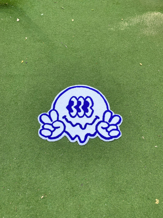 Cute trippy smile non-slip rug, Psychedelic Tripping Decor, New home gift, Alien rug