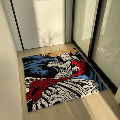 Handmade Spider Skeleton Rug: Tufted Acrylic Artwork