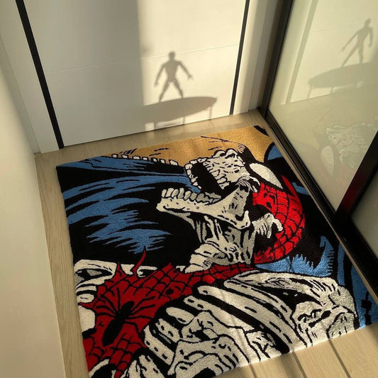 Handmade Spider Skeleton Rug: Tufted Acrylic Artwork