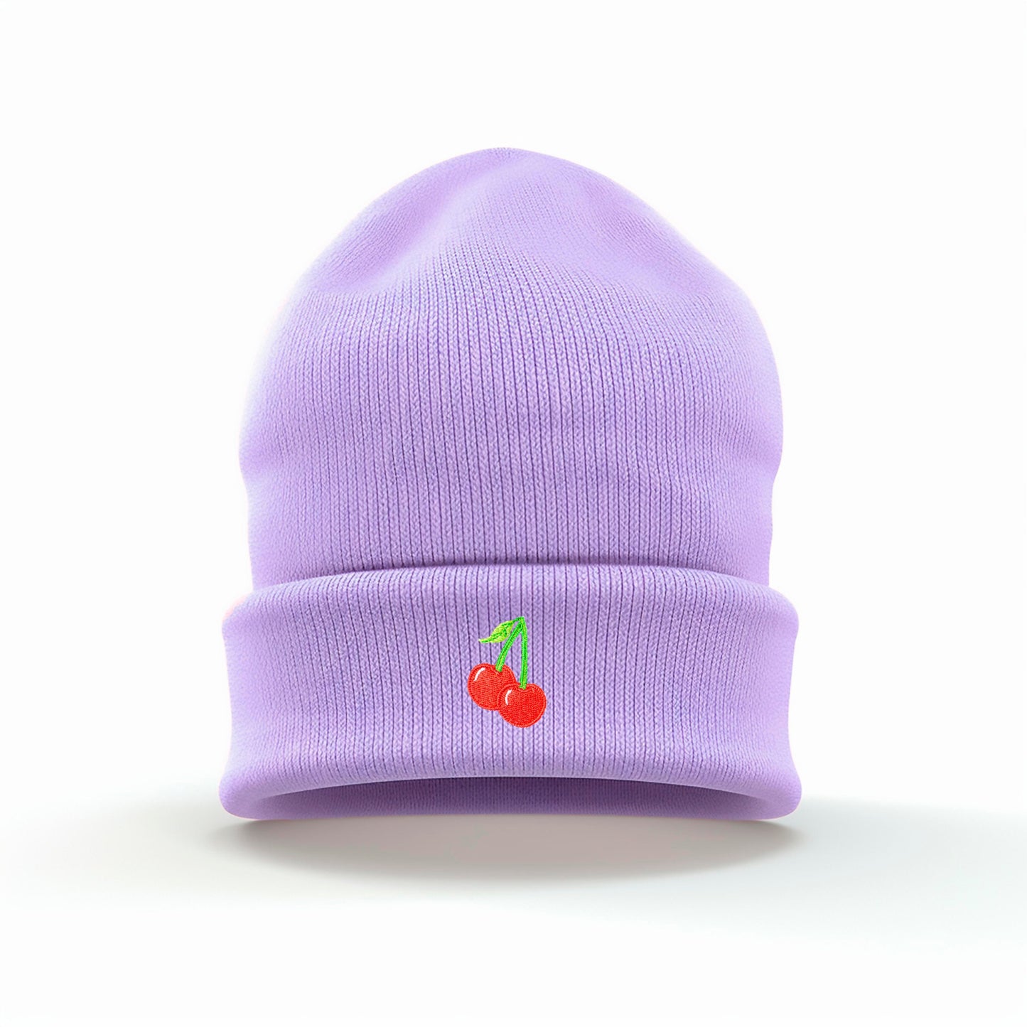 Playful Cherry Embroidered Cuffed Beanie | Soft and Warm | Whimsical | Fruits | Multiple Colors