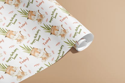 Personalised Wrapping Paper, Birthday, Names, Gift Wrap, Tigers, Orange, Customised, Jungle, Party, Baby, Children, Gifts, Presents, Ages