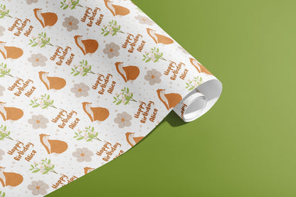 Personalised Wrapping Paper, Birthday, Names, Gift Wrap, Foxes, Orange, Customised, Jungle, Party, Baby, Children, Gifts, Presents, Ages