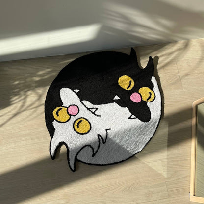 Handmade Yin Yang Cat Rug: Acrylic Tufted Cartoon Carpet