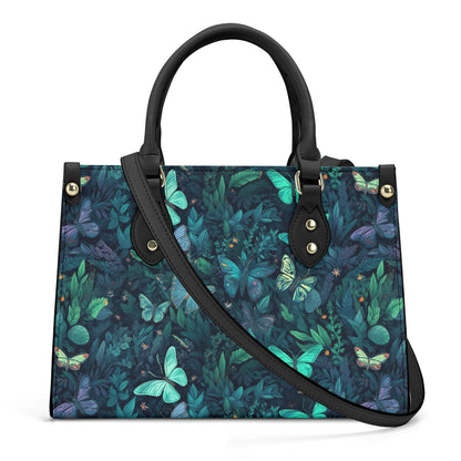 Butterflies Gothic PU Leather Tote Bag, Trendy Fashion Handbag for Girls & Moms, Vegan Leather Handbag Gift For Women, Roomy Handbag Gift