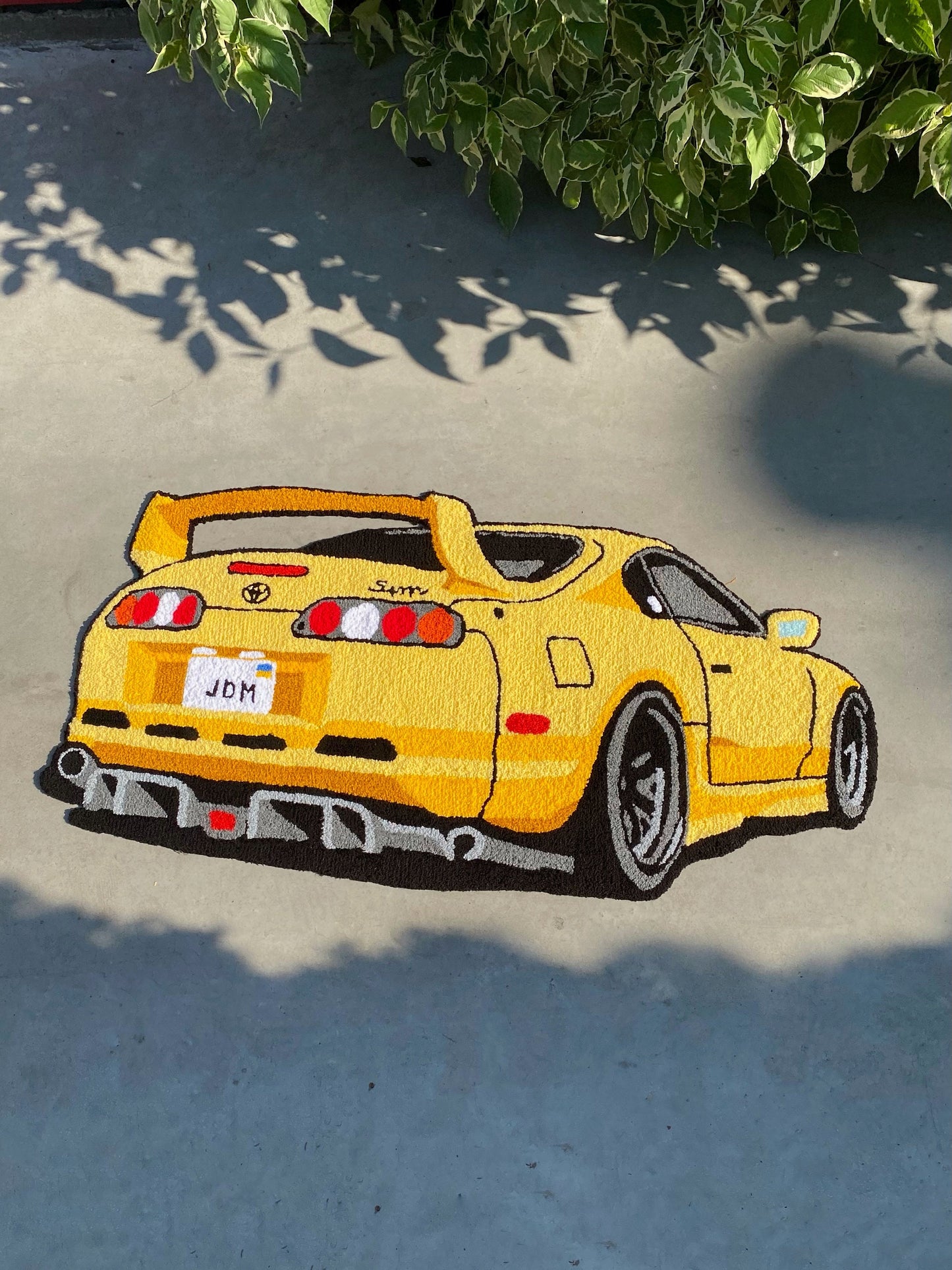 Legend japan yellow car non-slip area rug, Boys' room garage living room decor, Boyfriend gift