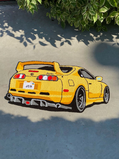 Legend japan yellow car non-slip area rug, Boys' room garage living room decor, Boyfriend gift