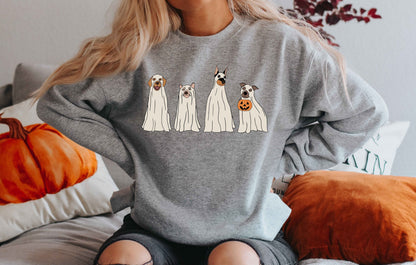 Halloween Ghost Dogs Sweatshirt,Fall Pumpkin Shirt,Halloween Gifts For Dog Lover,Dog Lover Sweatshirt,Retro Halloween Dog Shirt