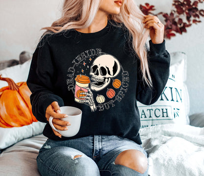 Dead Inside But Spiced Shirt,Fall shirt,Dead inside halloween shirt,Womens skeleton halloween shirt,Funny halloween shirt, Pumpkin Shirt