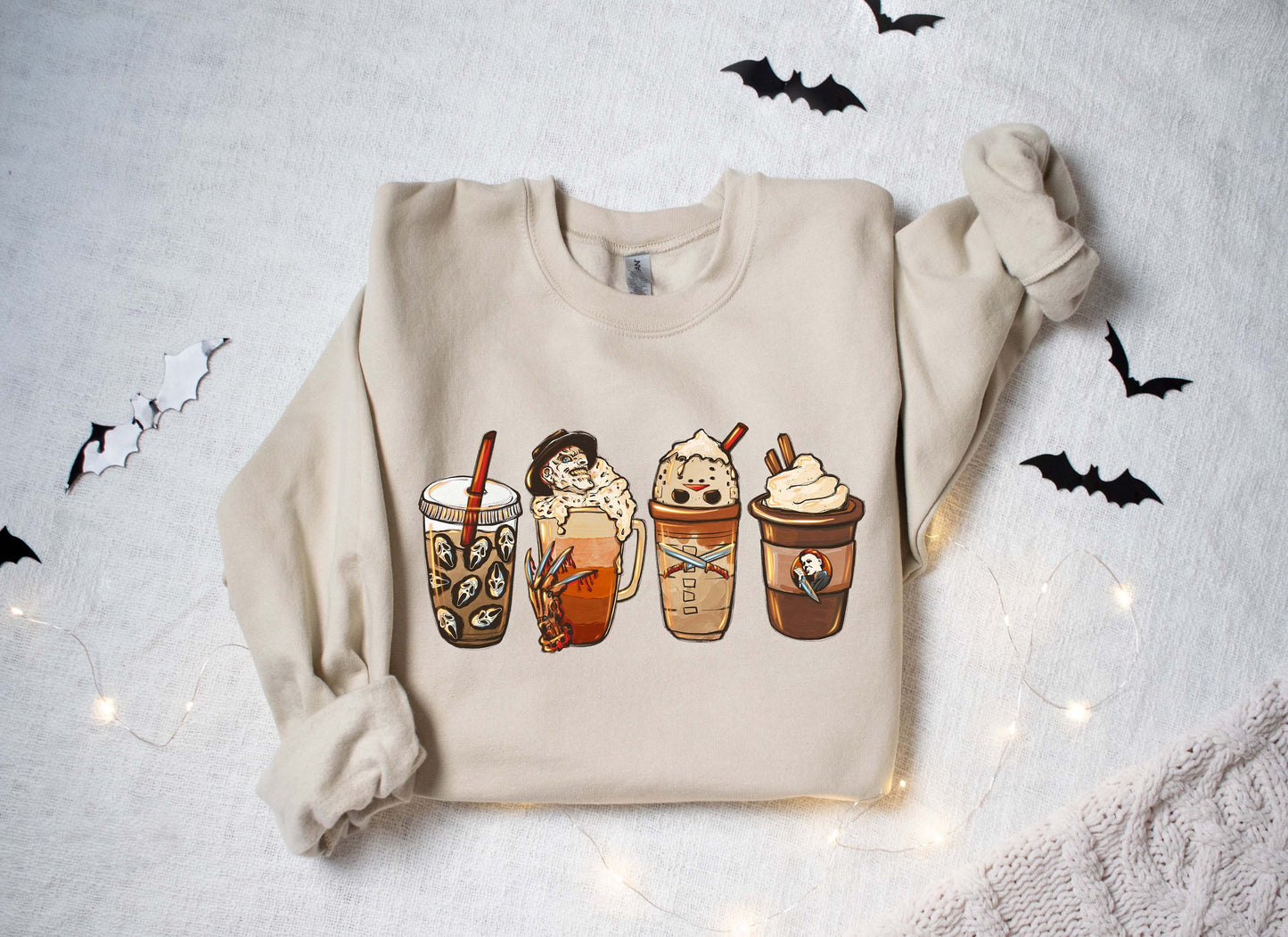 Halloween Horror Coffee Sweatshirt, Horror Movie Coffee Halloween Hoodie, Halloween Sweatshirt, Spooky Season Sweater,Happy Halloween Hoodie