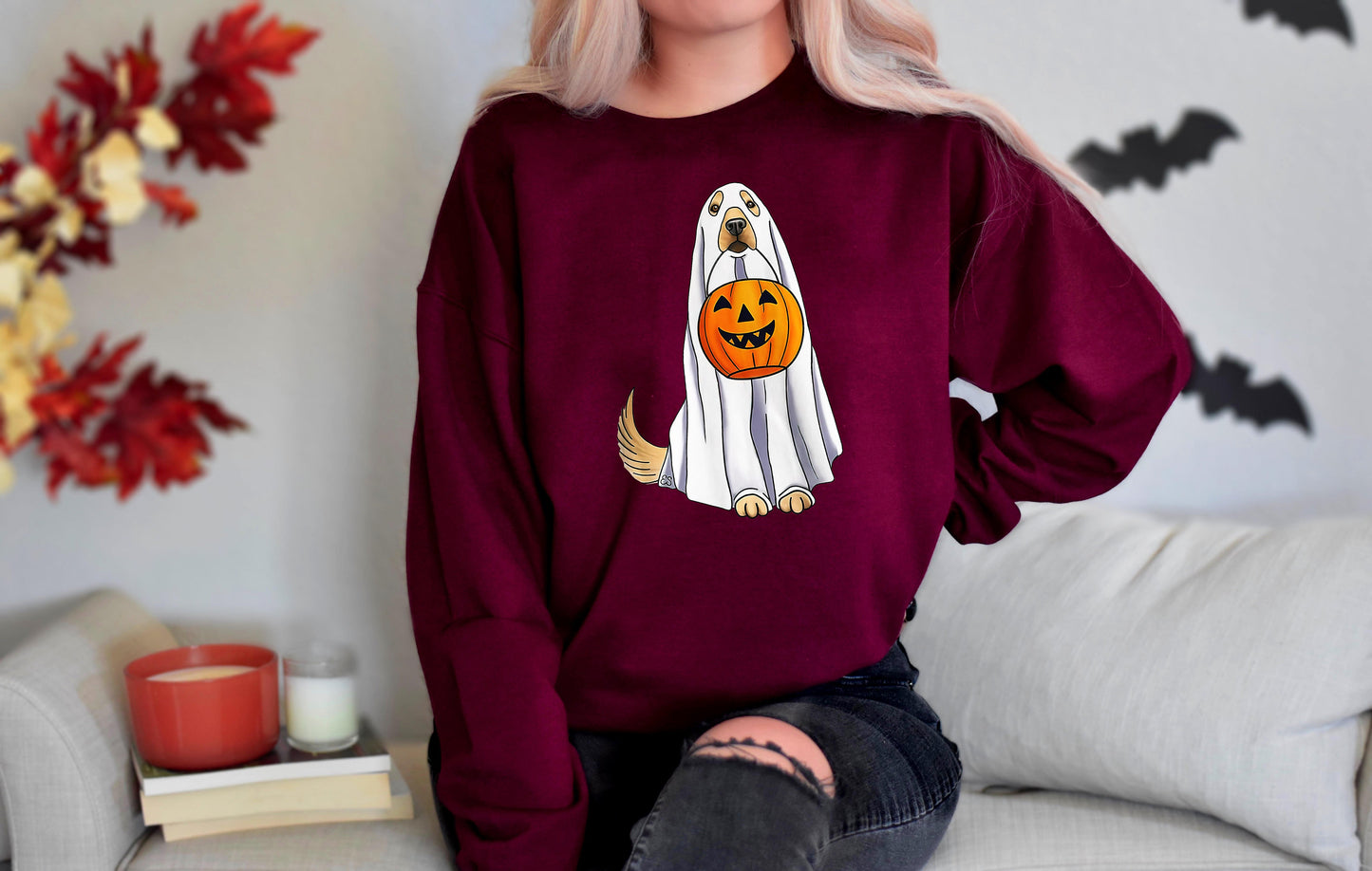 Halloween Ghost Dogs Sweatshirt,Fall Pumpkin Shirt,Halloween Gifts For Dog Lover,Dog Lover Sweatshirt,Retro Halloween Dog Shirt