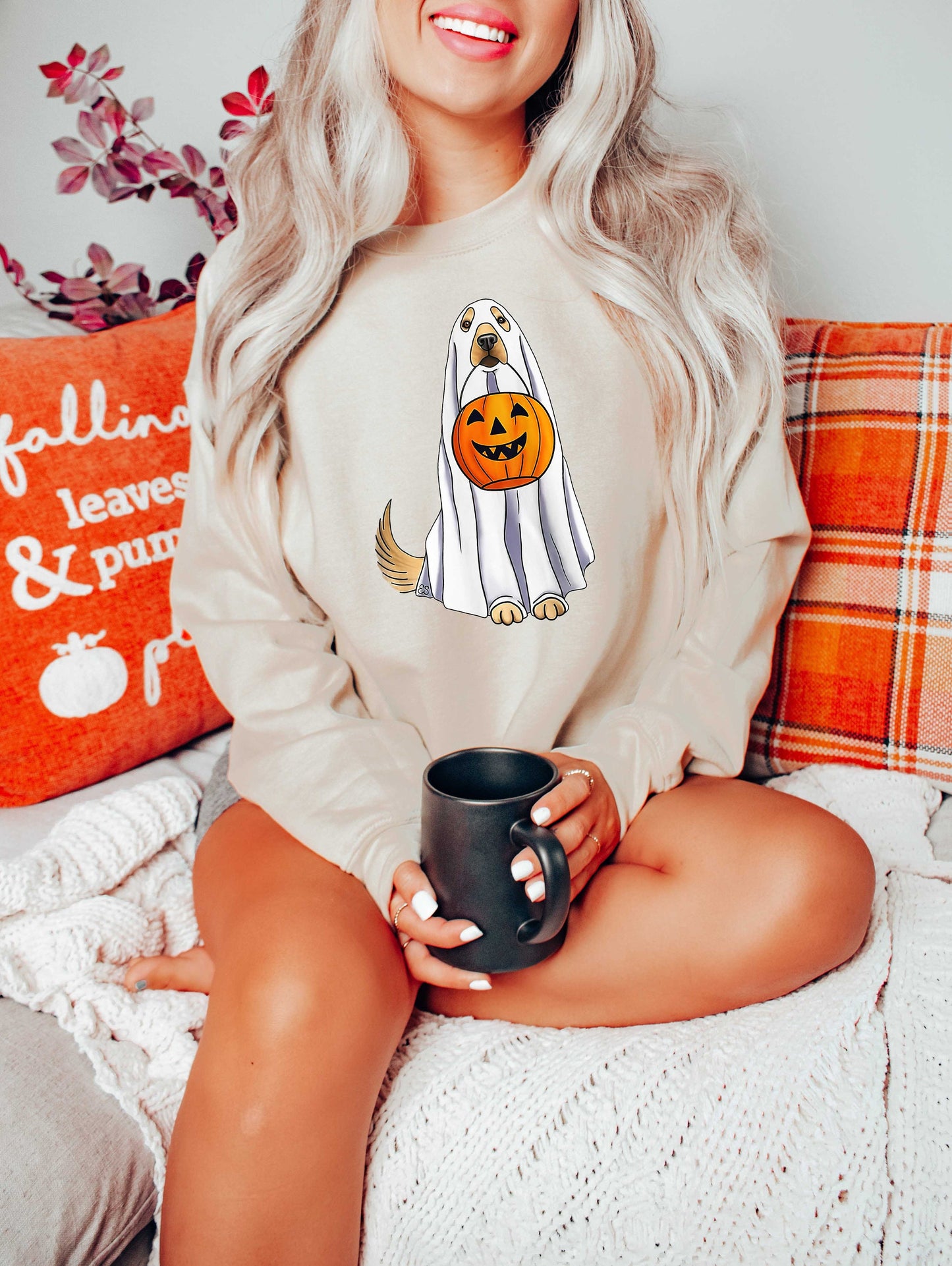 Halloween Ghost Dogs Sweatshirt,Fall Pumpkin Shirt,Halloween Gifts For Dog Lover,Dog Lover Sweatshirt,Retro Halloween Dog Shirt