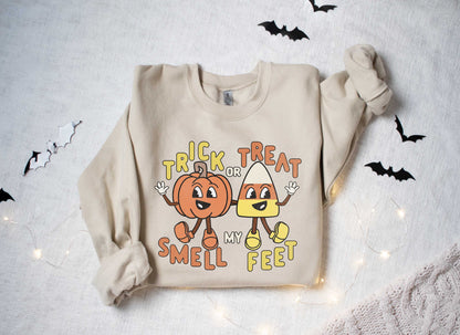 Trick or Treat Sweatshirt, Funny Halloween Sweatshirt, Halloween Party Sweatshirt, Halloween Costume Sweatshirt, Women Halloween Sweatshirt