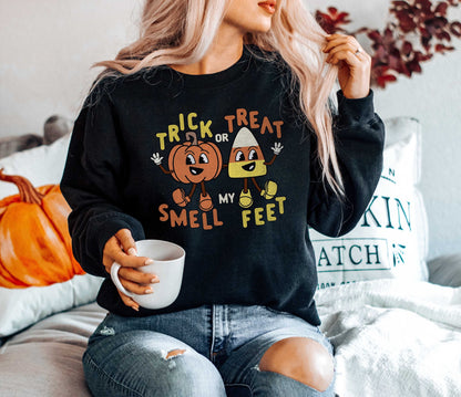 Trick or Treat Sweatshirt, Funny Halloween Sweatshirt, Halloween Party Sweatshirt, Halloween Costume Sweatshirt, Women Halloween Sweatshirt