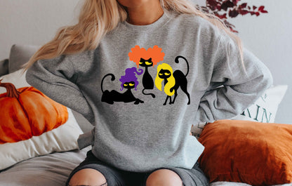 Halloween Sweatshirt,Cat Sweatshirt,Ghost Shirt,Halloween Sweater,Cool Halloween Cat Shirt,Cat Lover Tshirt,Black Cat Shirt,2023 Spooky Seas