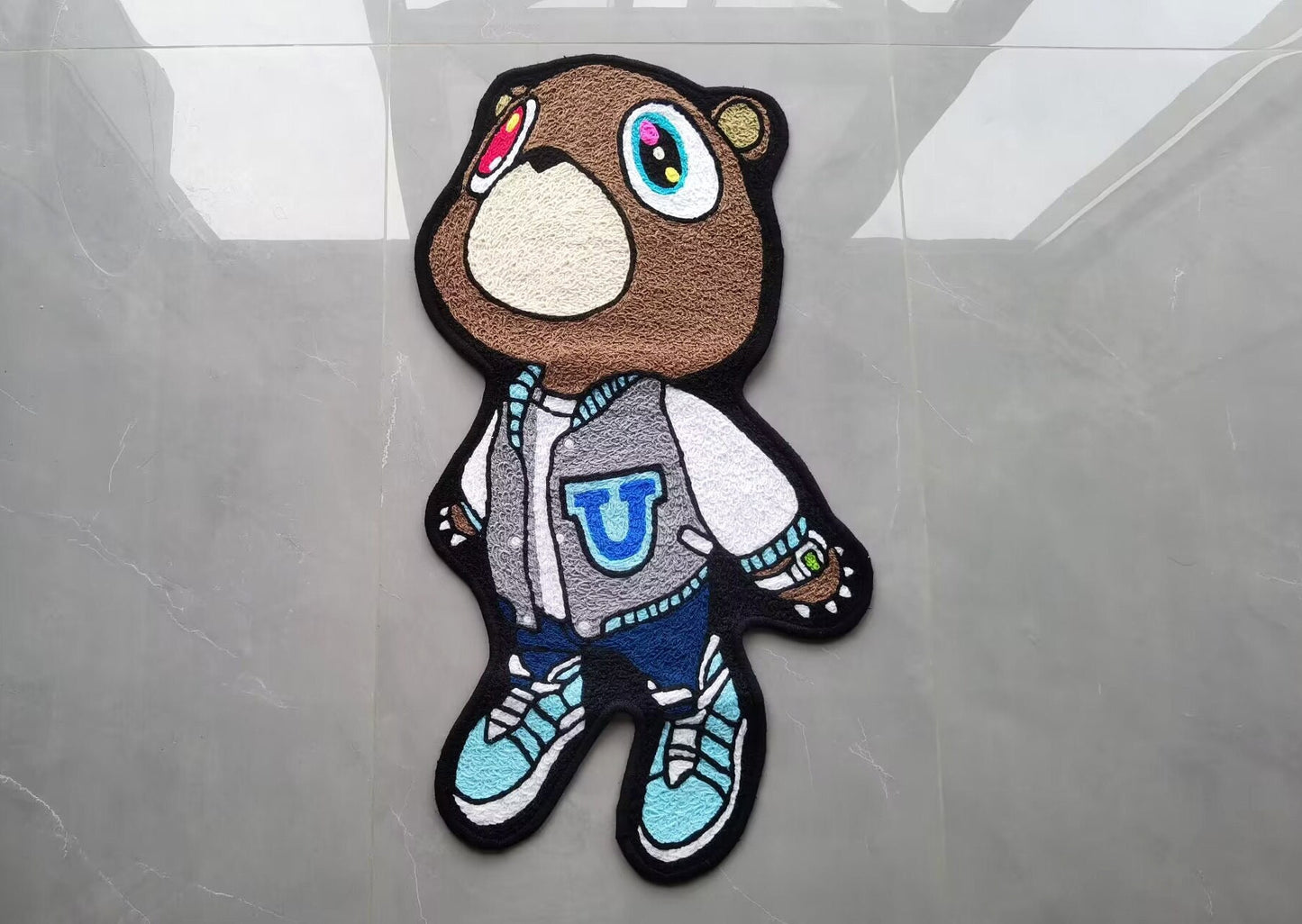 Kanye West Dropout Bear Rug,Knitting Handmade Non-slip Area Rug Home Decor