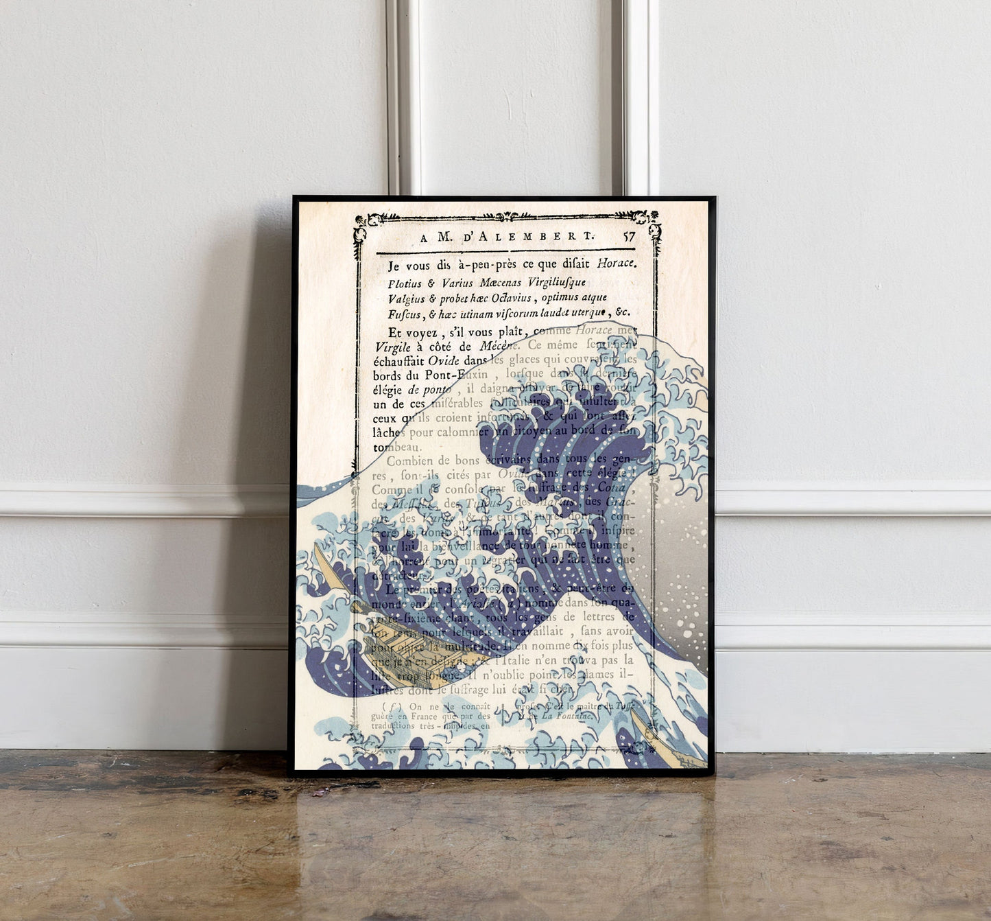 The Great Wave by Katsushika Hokusai Poster Print on vintage page of a book,  Japanese Art,  Vintage Poster, Katsushika Hokusai wall art