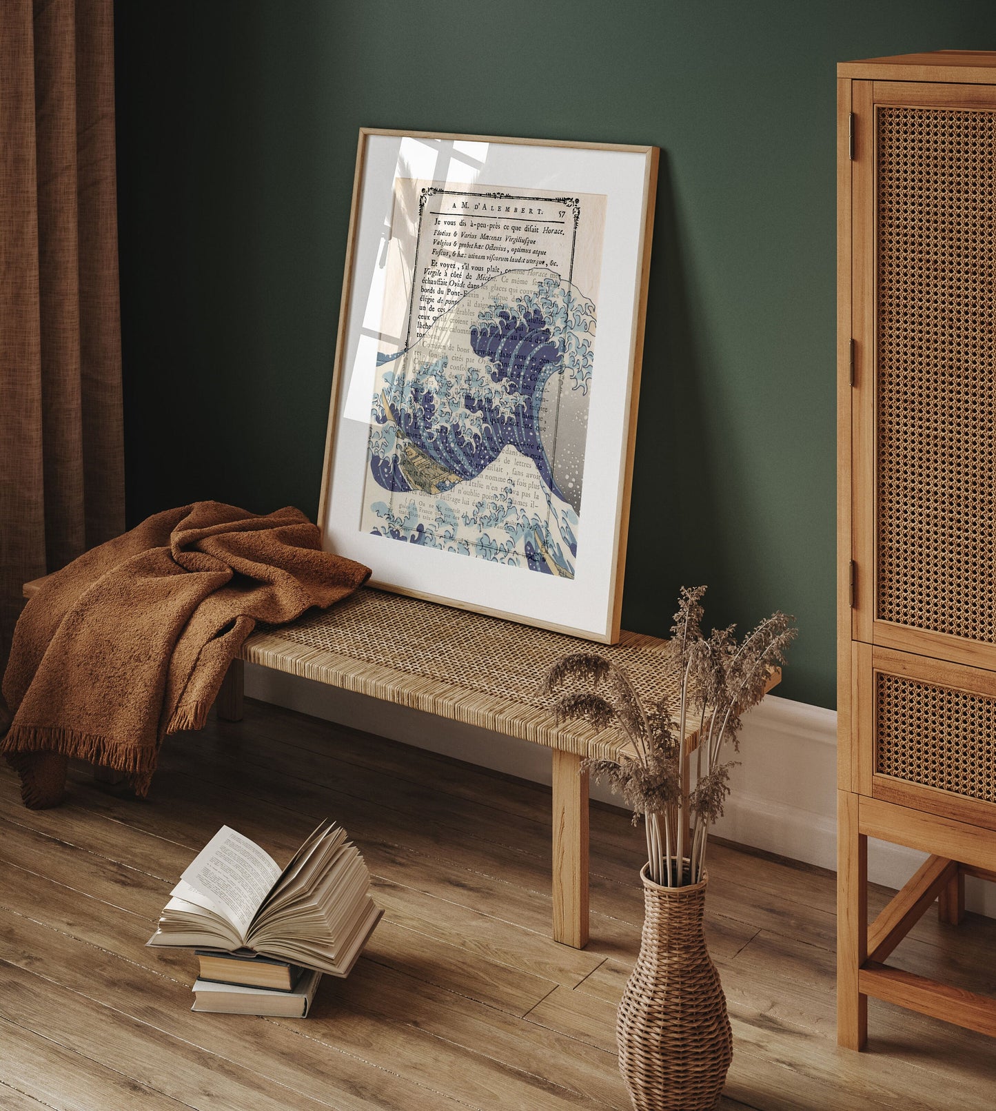 The Great Wave by Katsushika Hokusai Poster Print on vintage page of a book,  Japanese Art,  Vintage Poster, Katsushika Hokusai wall art