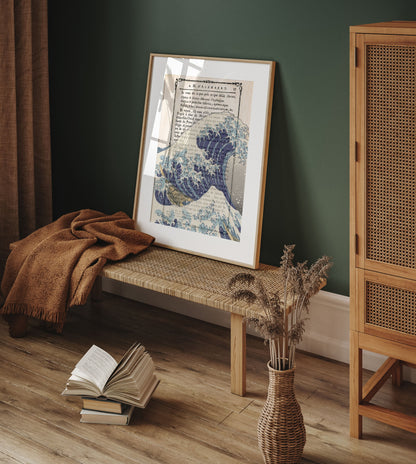 The Great Wave by Katsushika Hokusai Poster Print on vintage page of a book,  Japanese Art,  Vintage Poster, Katsushika Hokusai wall art