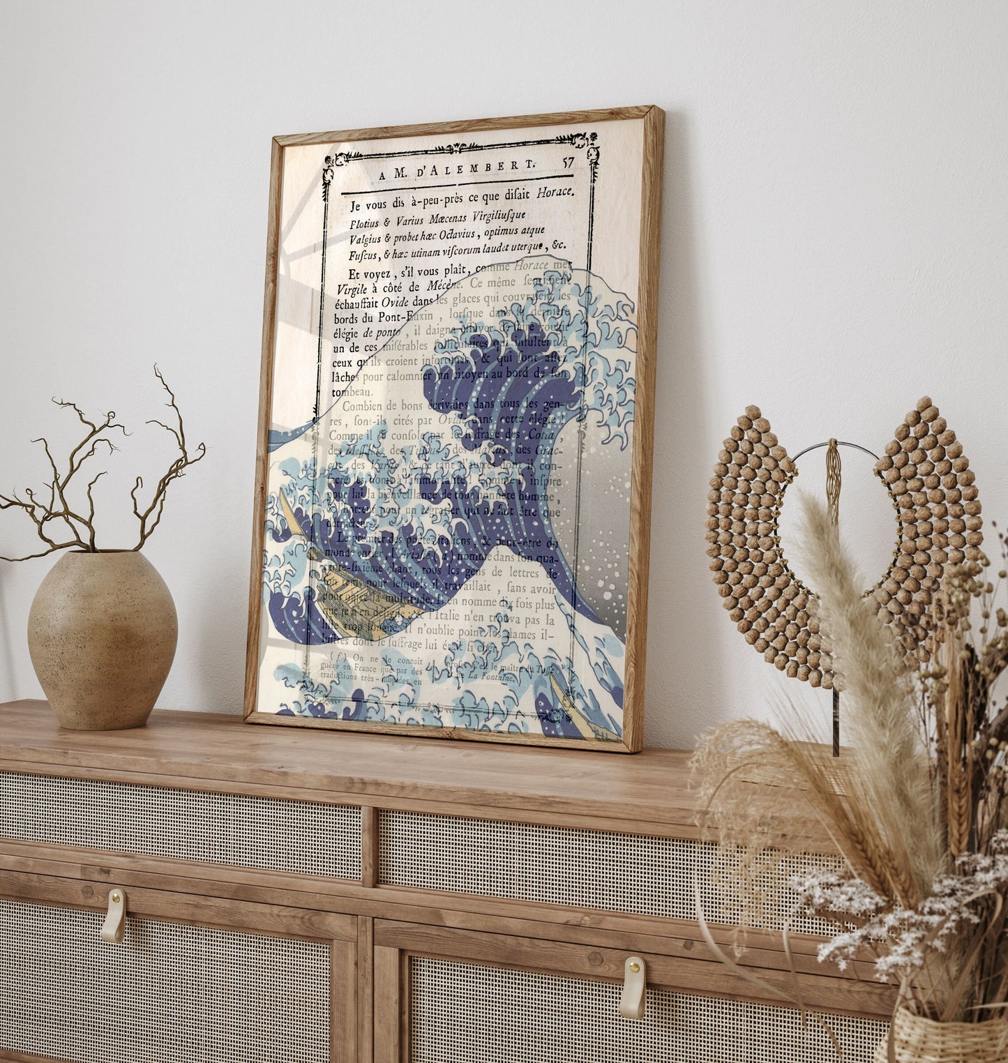 The Great Wave by Katsushika Hokusai Poster Print on vintage page of a book,  Japanese Art,  Vintage Poster, Katsushika Hokusai wall art