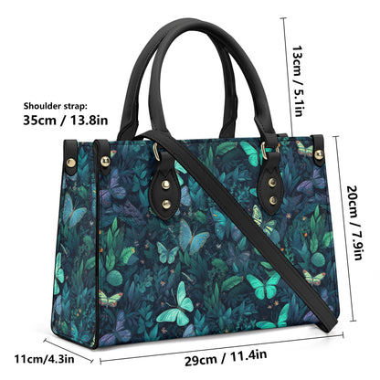 Butterflies Gothic PU Leather Tote Bag, Trendy Fashion Handbag for Girls & Moms, Vegan Leather Handbag Gift For Women, Roomy Handbag Gift