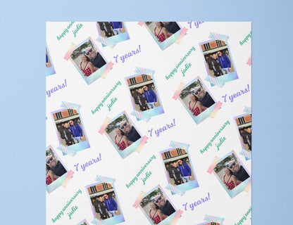 Personalised Anniversary Gift Wrap, Birthday, Wrapping Paper, Photos, Your Name, Customised, Wedding, Party, Paper, Your Age, Recycle, Eco