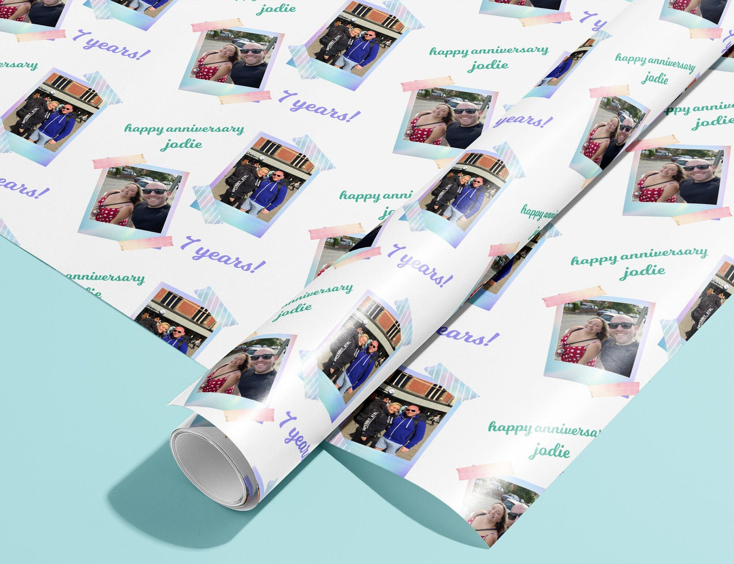 Personalised Anniversary Gift Wrap, Birthday, Wrapping Paper, Photos, Your Name, Customised, Wedding, Party, Paper, Your Age, Recycle, Eco