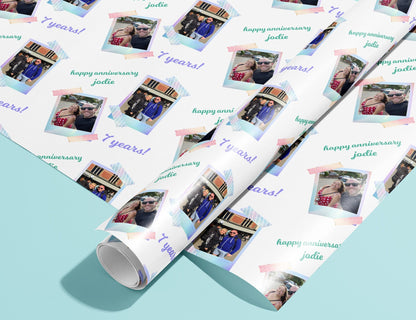 Personalised Anniversary Gift Wrap, Birthday, Wrapping Paper, Photos, Your Name, Customised, Wedding, Party, Paper, Your Age, Recycle, Eco