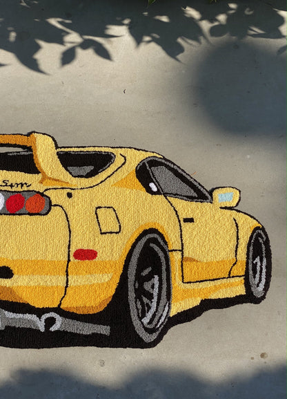 Legend japan yellow car non-slip area rug, Boys' room garage living room decor, Boyfriend gift