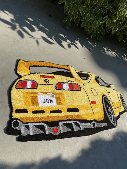 Legend japan yellow car non-slip area rug, Boys' room garage living room decor, Boyfriend gift