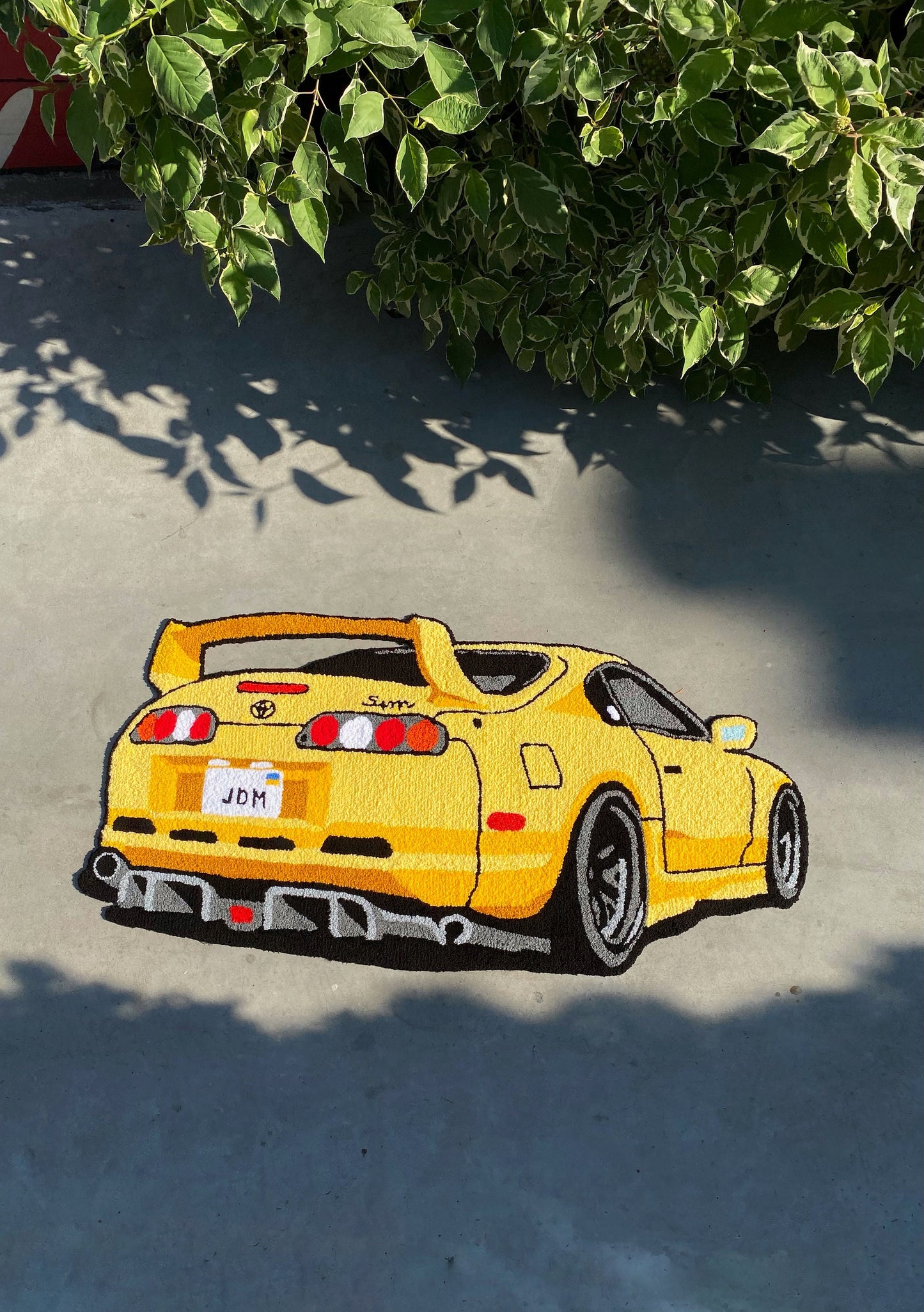 Legend japan yellow car non-slip area rug, Boys' room garage living room decor, Boyfriend gift