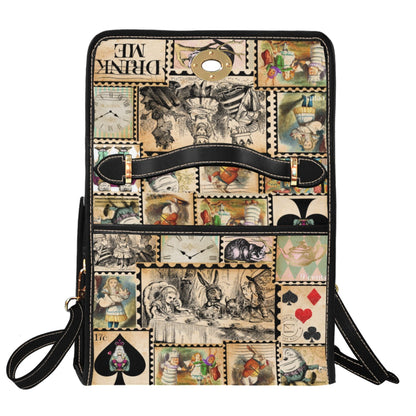 Vintage Stamp Alice in Wonderland Waterproof Canvas Purse. Womans Crossbody/Shoulder bag. Gift for Her