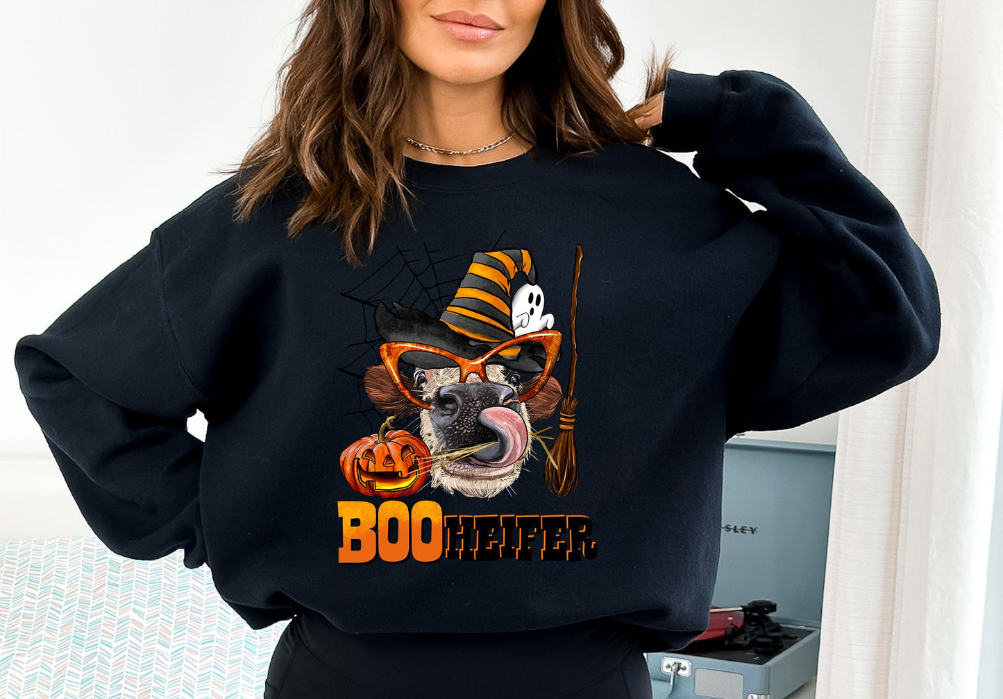 Boo Ghost Cow Halloween Sweatshirt, Moo I Mean Boo Sweatshirt, Funny Cow Sweatshirt, Funny Halloween Gifts, Halloween Shirt, Halloween sweat