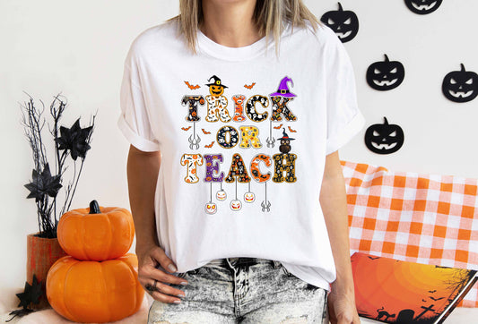 Halloween Teacher T-Shirt, Trick Or Teach Shirt, Spooky Teacher Gift, Funny Halloween Tee, Fall Teacher Shirt, Teacher Appreciation Gift