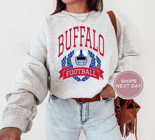 Buffalo Football Sweatshirt, Vintage Buffalo Crewneck, Retro Buffalo Sweatshirt, Buffalo Varsity Sweatshirt, Buffalo Long Sleeve