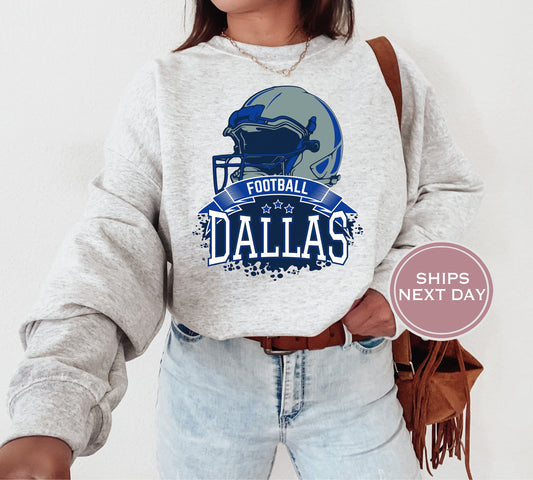 Dallas Football Sweatshirt, Vintage Dallas Crewneck, Retro Dallas Sweatshirt, Dallas Varsity Sweatshirt, Dallas Long Sleeve