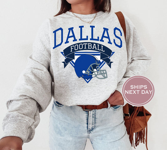 Dallas Football Sweatshirt, Vintage Dallas Crewneck, Retro Dallas Sweatshirt, Dallas Varsity Sweatshirt, Dallas Long Sleeve