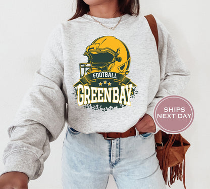 Green Bay Football Sweatshirt, Vintage Green Bay Crewneck, Retro Green Bay Sweatshirt, Green Bay Varsity Sweatshirt, Green Bay Long Sleeve