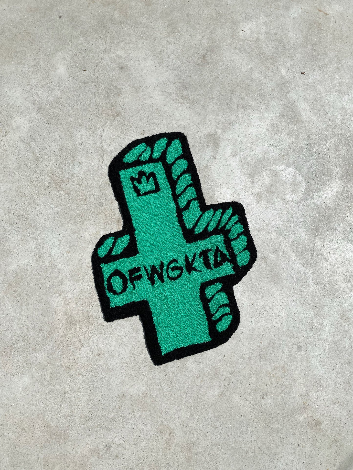 Logo Rug Handcrafted Ready to Ship, Hypoallergenic, Cross Design, Anti-Slip Backing